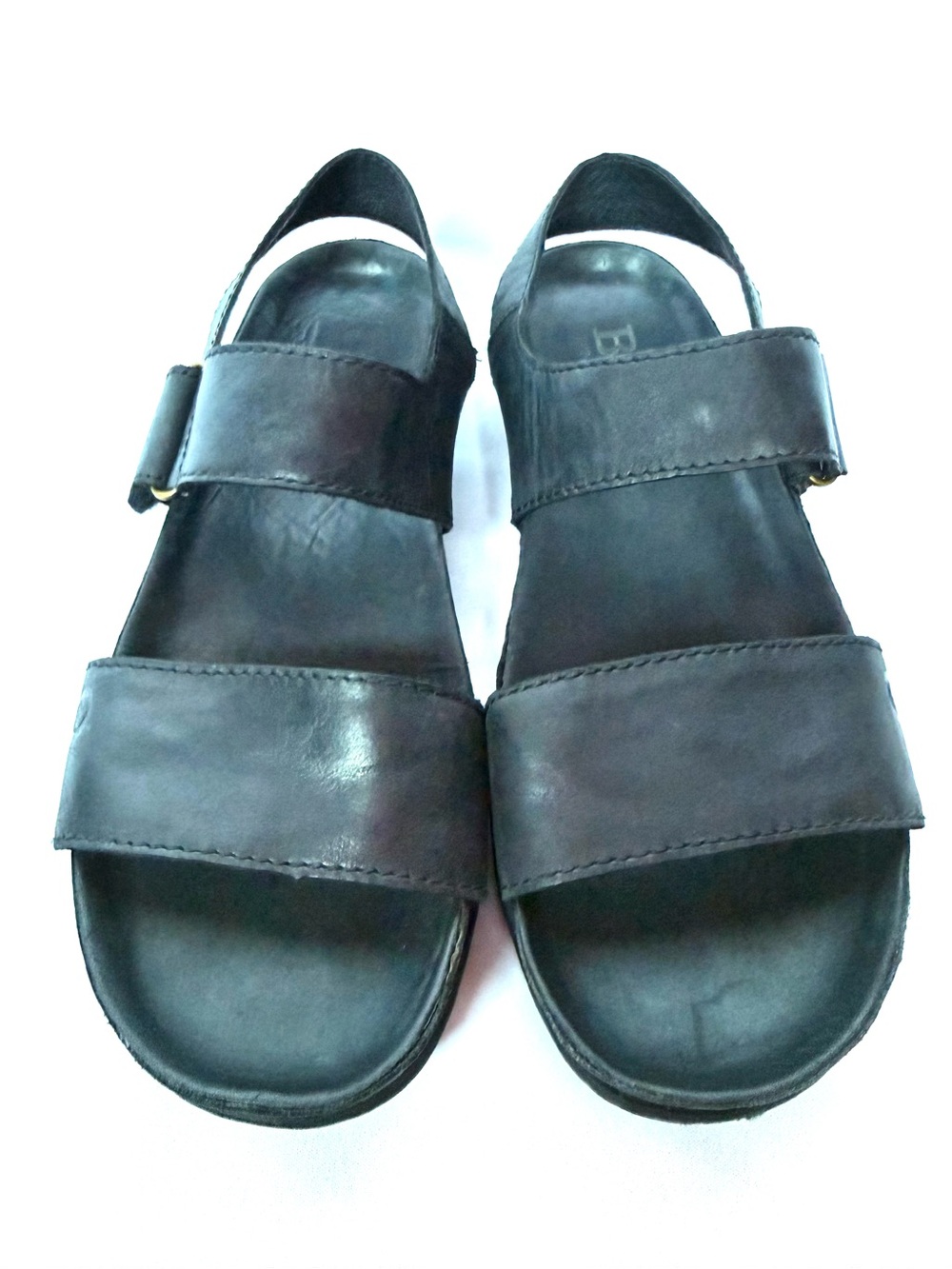 Born Black Leather Comfort Sandals Adjustable Hook Loop Women’s 8M